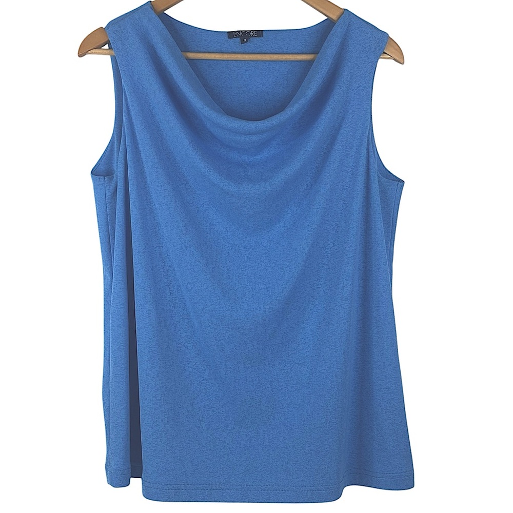 Encore Blue Sleeveless Drop Neck Lightweight Polyester Blouse sz 1X